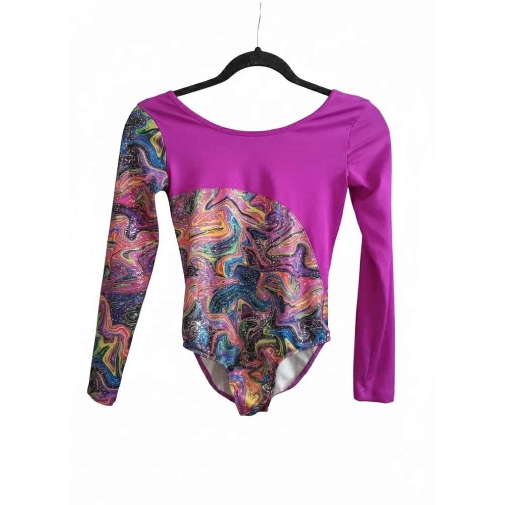 Danskin Now Girls Gymnastic Dance Ballet Unitard Leotard Fuschia Large 10/12